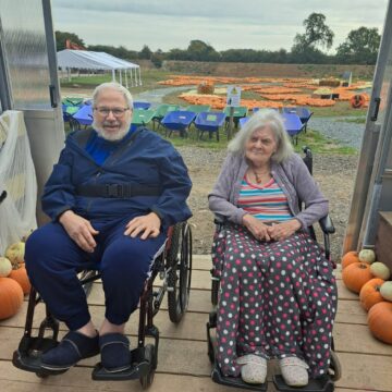 Picture of 2 residents at pumpkin barn