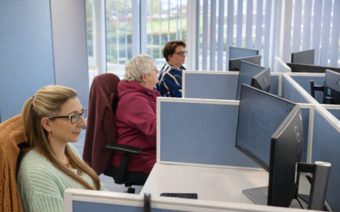 3 ladies working in an office