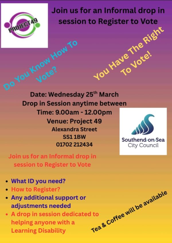 Voting Poster for Wednesday 25th march at Project 49 9amn to Midday