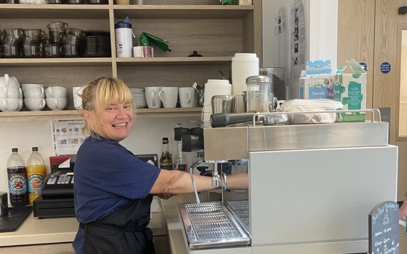 Jenny making a coffee