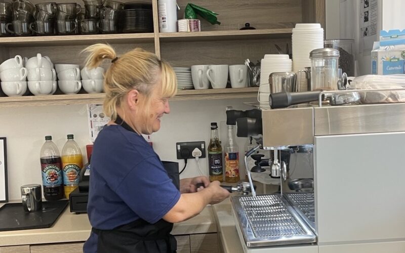 Jenny making a coffee