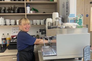 Jenny making a coffee