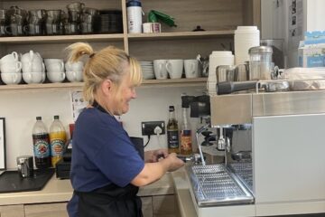Jenny making a coffee