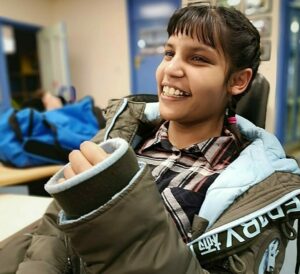 Raina smiling in Viking House